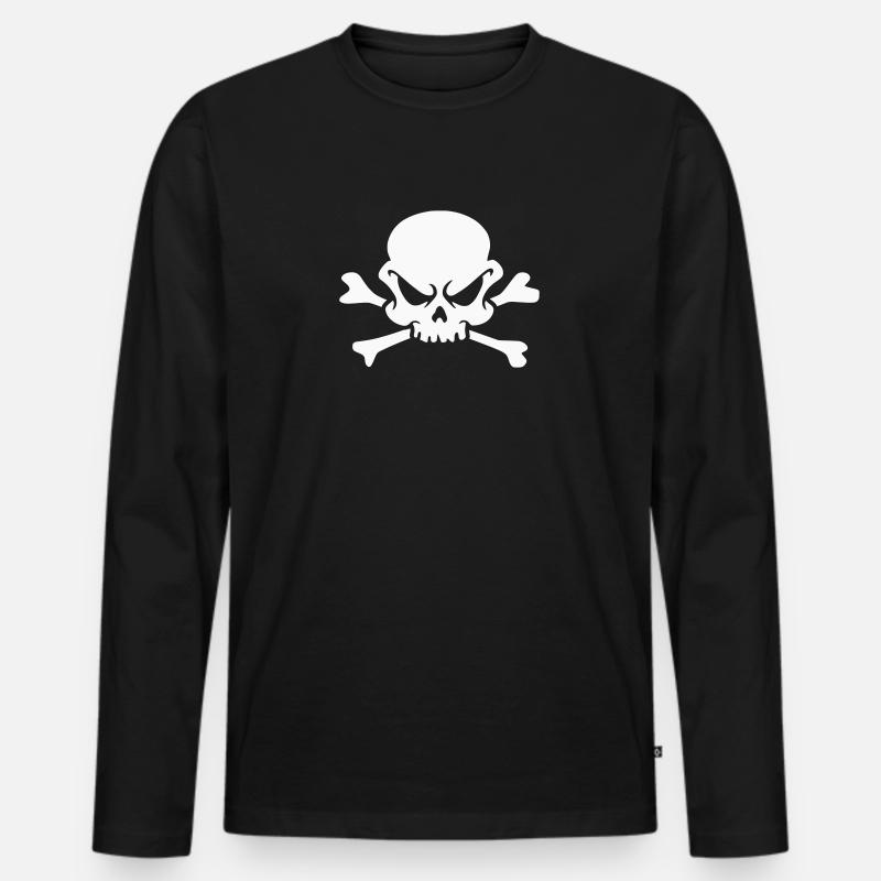Totenkopf - Männer Premium Bio Langarmshirt - Schwarz
