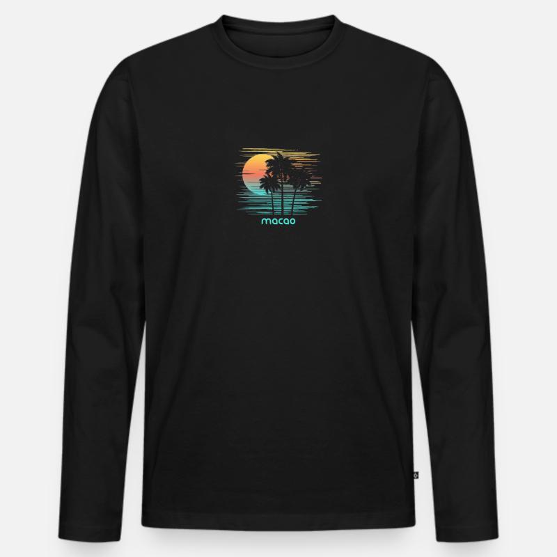 Macao Stilvoller Souvenirurlaub - Männer Premium Bio Langarmshirt - Schwarz
