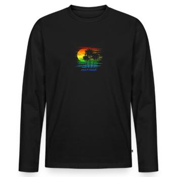 South Beach Miami Floride DRAPEAU ARC-EN-CIEL LGBTQ - T-shirt manches longues Premium bio Homme - noir - Devant - Nico (187cm)