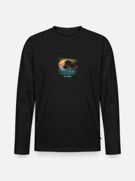 Aruba Stylish Souvenir Vacation - Men's Premium Organic Long Sleeve Shirt - black
