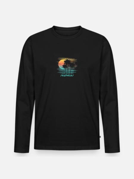 Seychelles Stylish Souvenir Vacation - Men's Premium Organic Long Sleeve Shirt - black