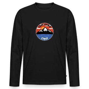 comer See | Italien | See und Berg - Männer Premium Bio Langarmshirt - Schwarz - Vorne - Nico (187cm)