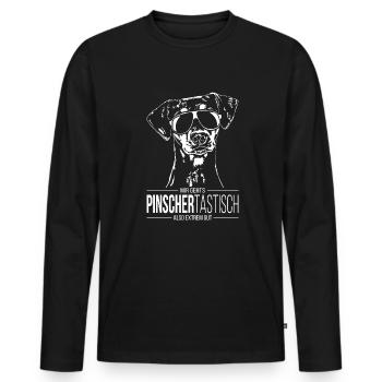 PINSCHERTASTISCH Deutscher Pinscher Spruch Hund - Männer Premium Bio Langarmshirt - Schwarz - Vorne - Nico (187cm)