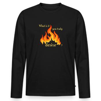 What is it you truly desire? - Men's Premium Organic Long Sleeve Shirt - black - Front - Nico (187cm)