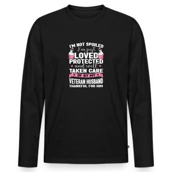 I m Not Spoiled Im Just Loved Protected By Veteran - Männer Premium Bio Langarmshirt - Schwarz - Vorne - Nico (187cm)
