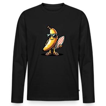 Surfeur Banane - T-shirt manches longues Premium bio Homme - noir - Devant - Nico (187cm)