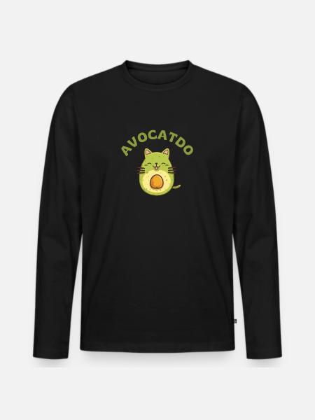 Avocado Cat - Avocatdo - Men's Premium Organic Long Sleeve Shirt - black