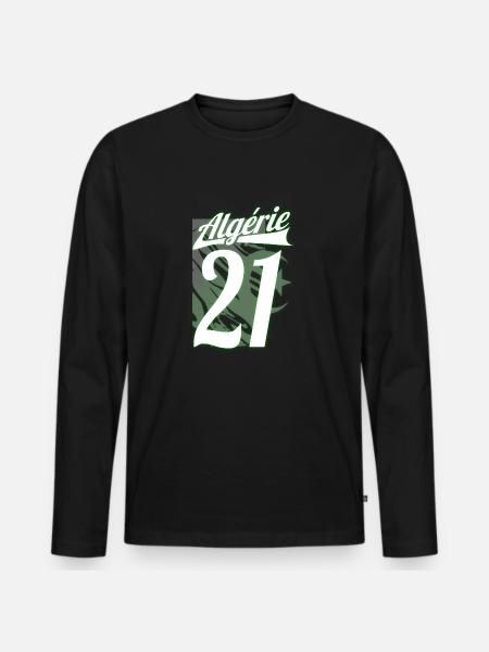 algérie Drapeau - T-shirt manches longues Premium bio Homme - noir