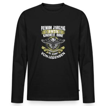 Jahrgang 1973 - Männer Premium Bio Langarmshirt - Schwarz - Vorne - Nico (187cm)