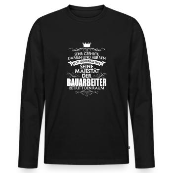 BAUARBEITER - Majestät - Männer Premium Bio Langarmshirt - Schwarz - Vorne - Nico (187cm)
