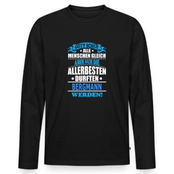 BERGMANN - Männer Premium Bio Langarmshirt - Schwarz - Vorne - Nico (187cm)