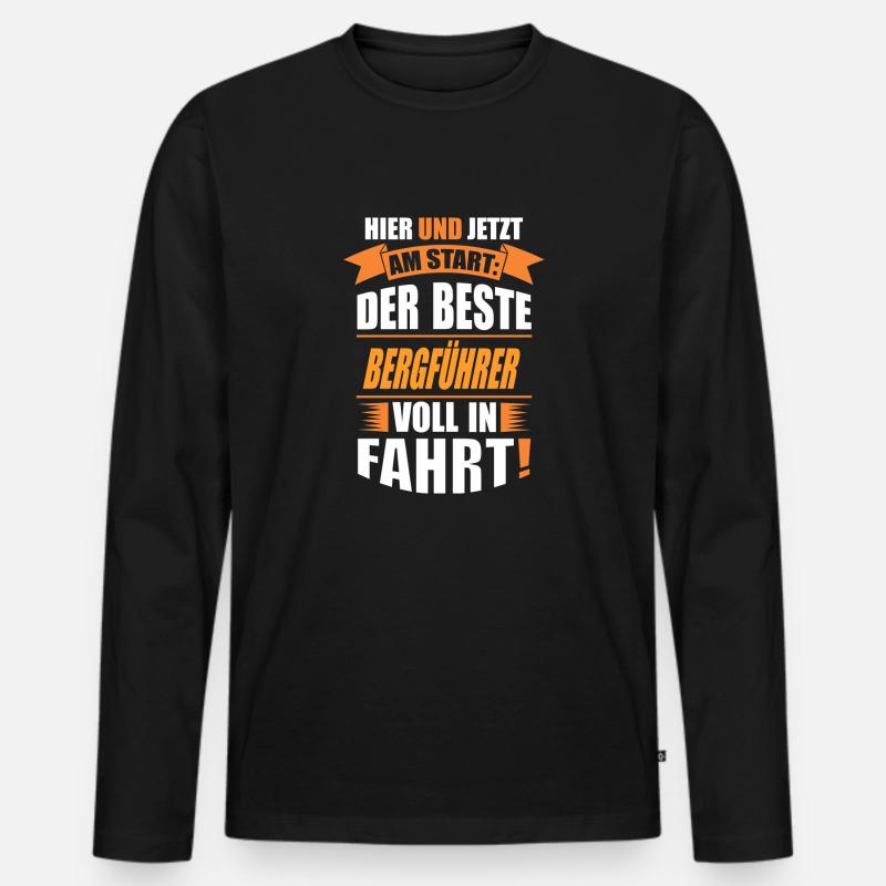 BERGFÜHRER - Männer Premium Bio Langarmshirt - Schwarz