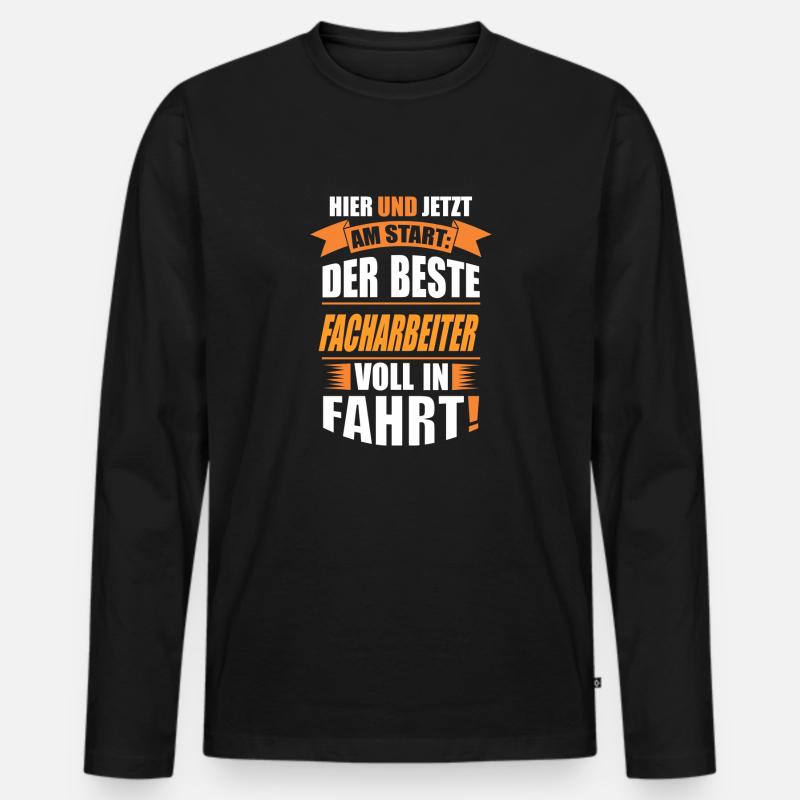 FACHARBEITER - Männer Premium Bio Langarmshirt - Schwarz