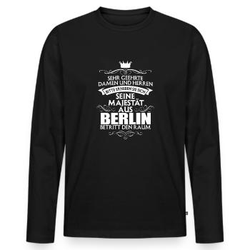 BERLIN - Majestät - Männer Premium Bio Langarmshirt - Schwarz - Vorne - Nico (187cm)