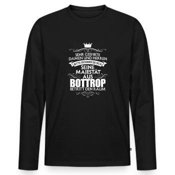 BOTTROP - Majestät - Männer Premium Bio Langarmshirt - Schwarz - Vorne - Nico (187cm)