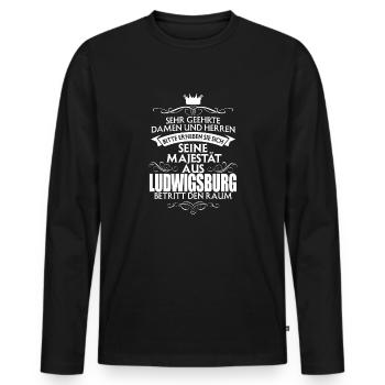LUDWIGSBURG - Majestät - Männer Premium Bio Langarmshirt - Schwarz - Vorne - Nico (187cm)