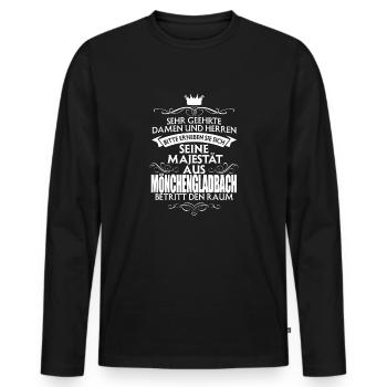 MÖNCHENGLADBACH - Majestät - Männer Premium Bio Langarmshirt - Schwarz - Vorne - Nico (187cm)