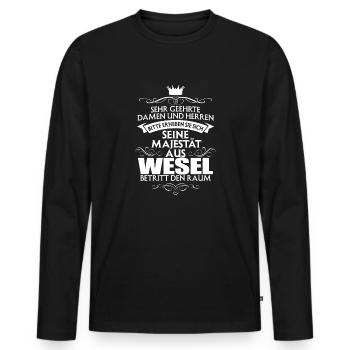 WESEL - Majestät - Männer Premium Bio Langarmshirt - Schwarz - Vorne - Nico (187cm)