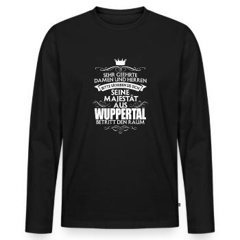 WUPPERTAL - Majestät - Männer Premium Bio Langarmshirt - Schwarz - Vorne - Nico (187cm)