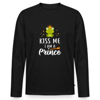Kiss Me I Am A Prince - Männer Premium Bio Langarmshirt - Schwarz - Vorne - Nico (187cm)