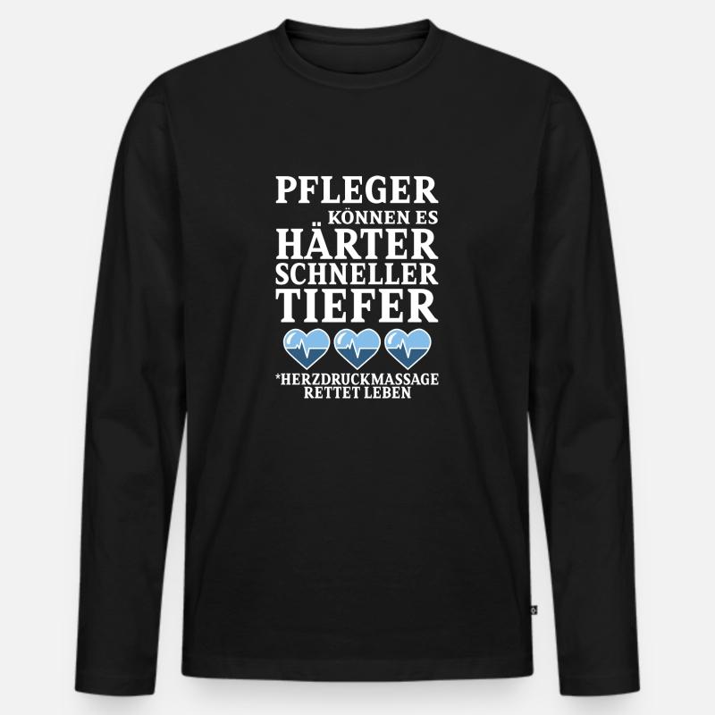 PFLEGER - Männer Premium Bio Langarmshirt - Schwarz