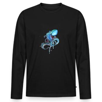 kraake oktopus tentakal illu fisch tintenfisch ora - T-shirt manches longues Premium bio Homme - noir - Devant - Nico (187cm)