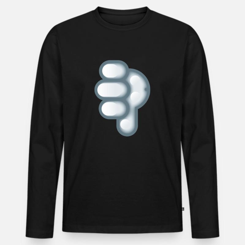 Smiley Hand Signal Down - Männer Premium Bio Langarmshirt - Schwarz