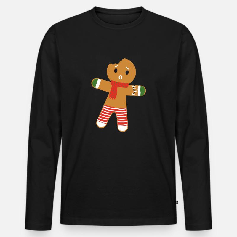 Weihnachtskeks - Männer Premium Bio Langarmshirt - Schwarz