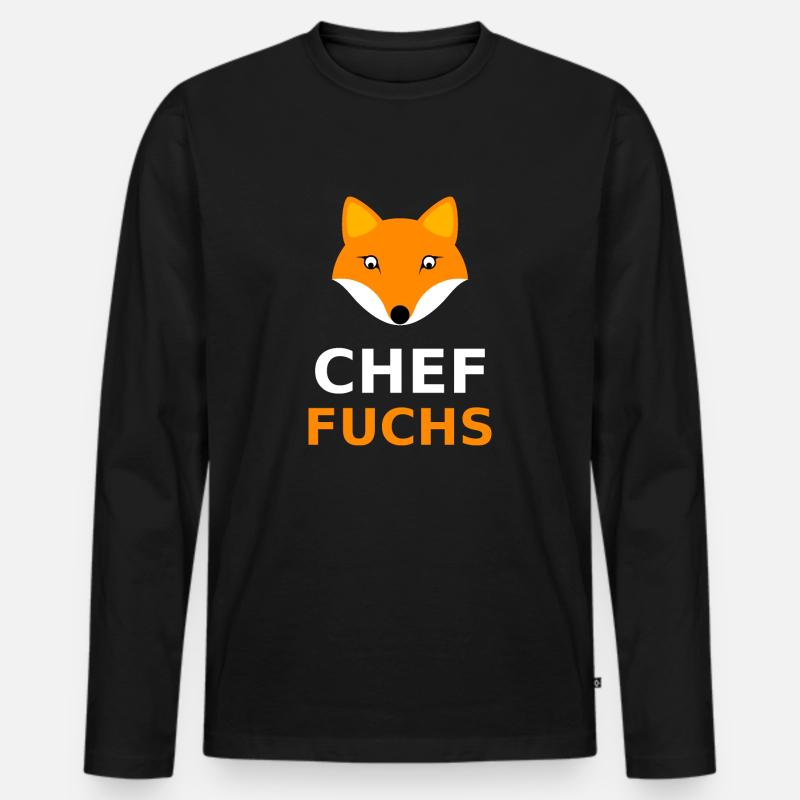 Chef Fuchs - Männer Premium Bio Langarmshirt - Schwarz