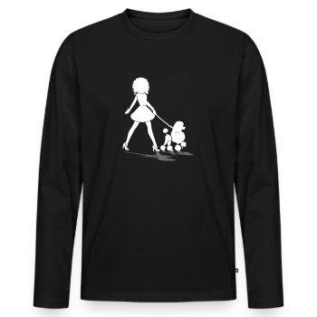 Gassi mit Pudel - Männer Premium Bio Langarmshirt - Schwarz - Vorne - Nico (187cm)