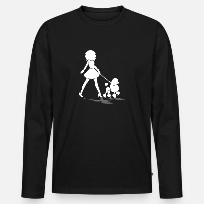 Gassi mit Pudel - Männer Premium Bio Langarmshirt - Schwarz
