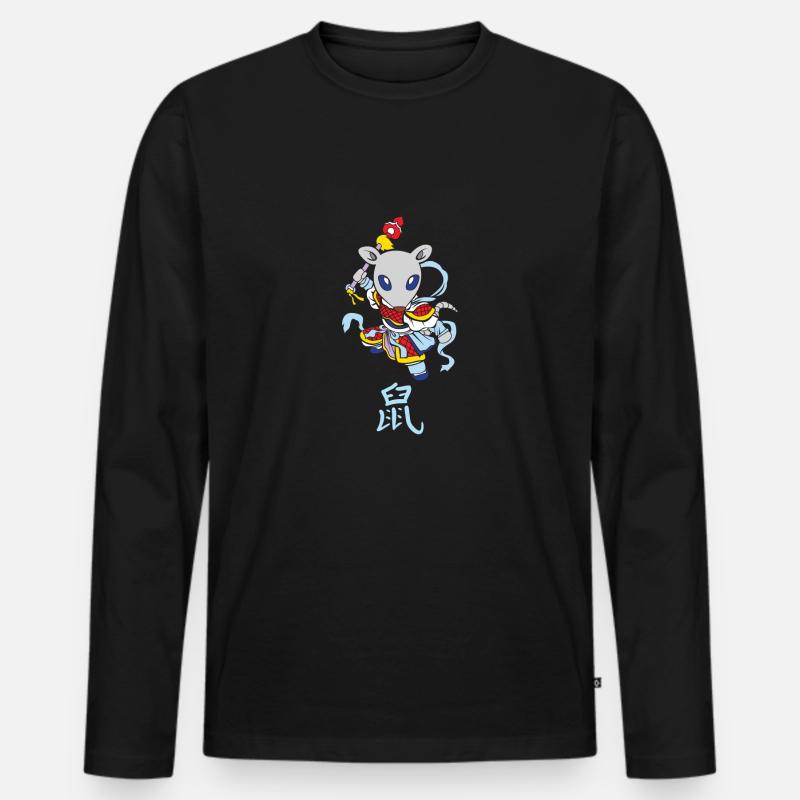 Chinesisches Sternzeichen: Ratte - Männer Premium Bio Langarmshirt - Schwarz