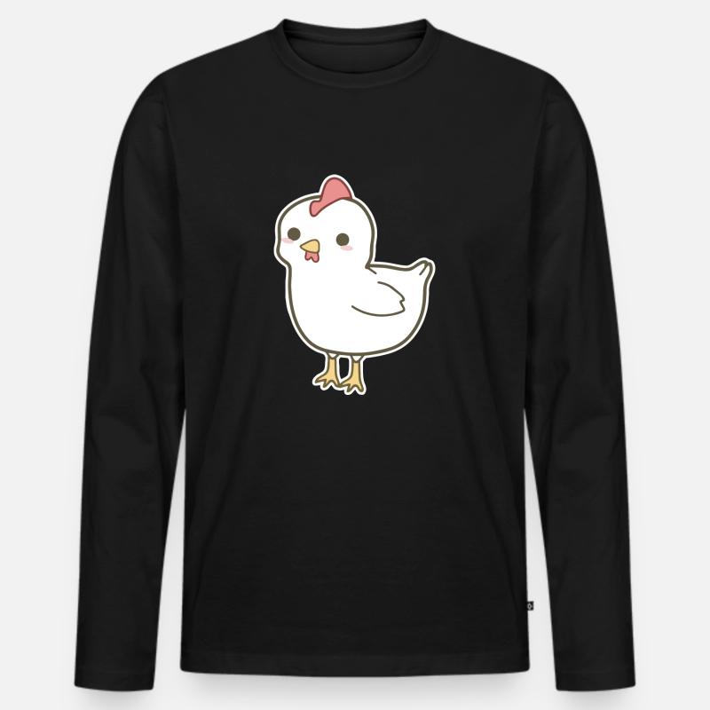 Huhn - Männer Premium Bio Langarmshirt - Schwarz