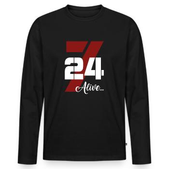24/7 Alive - Männer Premium Bio Langarmshirt - Schwarz - Vorne - Nico (187cm)