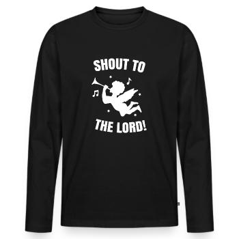 Shout to the lord. cherub angel - Men's Premium Organic Long Sleeve Shirt - black - Front - Nico (187cm)