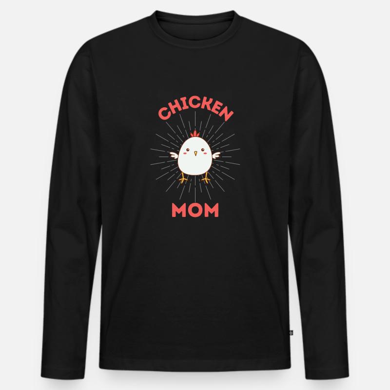 Chicken Mom - Männer Premium Bio Langarmshirt - Schwarz