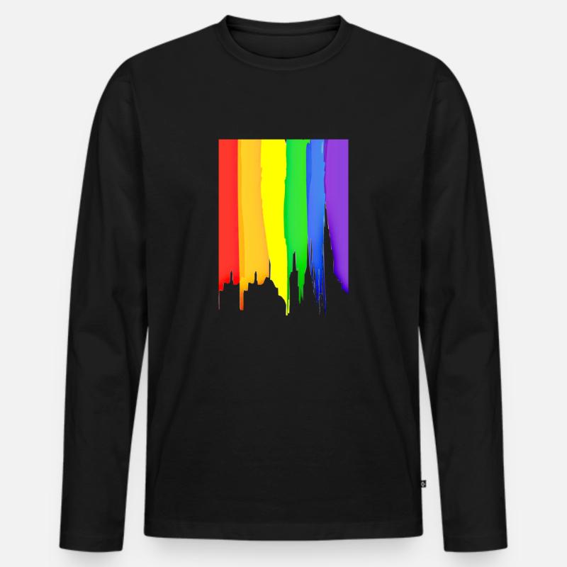 RAINBOW DRIP LGBTQ+ PRIDE - Männer Premium Bio Langarmshirt - Schwarz