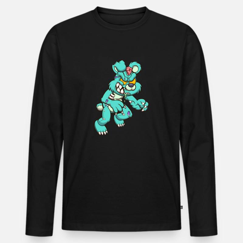 Zombie Teddybär - Männer Premium Bio Langarmshirt - Schwarz