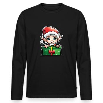 Elf Christmas Elf Gift Elf - Men's Premium Organic Long Sleeve Shirt - black - Front - Nico (187cm)