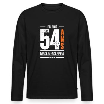 jai 54 ans / t-shirt 54 ans / cadeau 54 ans - T-shirt manches longues Premium bio Homme - noir - Devant - Nico (187cm)
