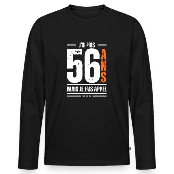 jai 56 ans / t-shirt 56 ans / cadeau 56 ans - T-shirt manches longues Premium bio Homme - noir - Devant - Nico (187cm)