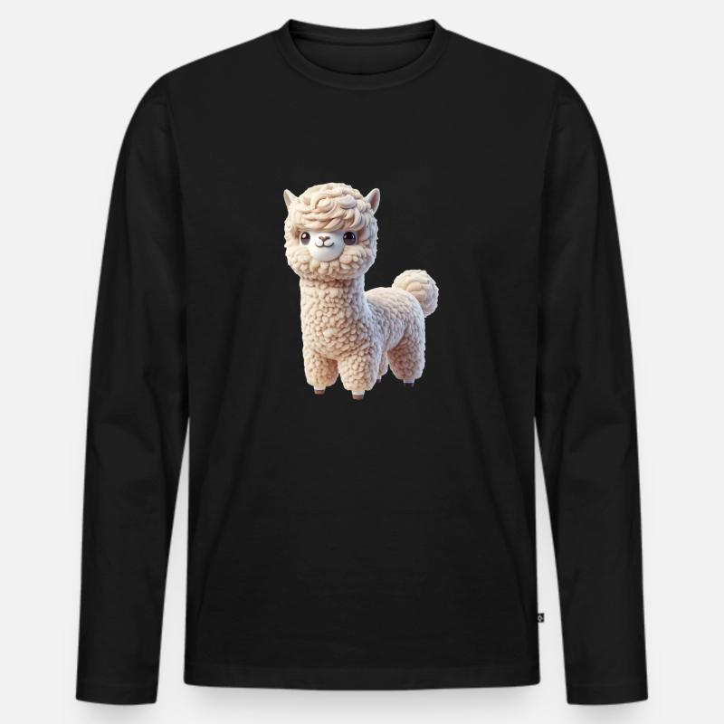 Alpaka 1 - Männer Premium Bio Langarmshirt - Schwarz