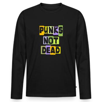 Punk Never Dies Punkrock Punker Musik Retro Punks - Männer Premium Bio Langarmshirt - Schwarz - Vorne - Nico (187cm)