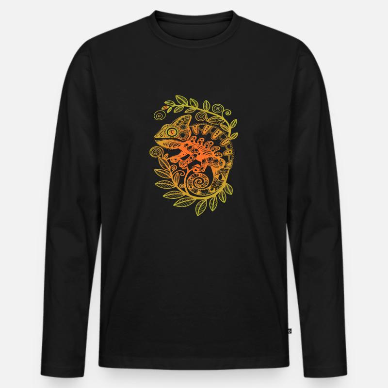 Neptun, das Chamäleon - Männer Premium Bio Langarmshirt - Schwarz