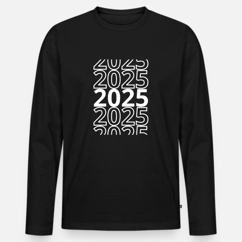 2025 2025 2025 - Männer Premium Bio Langarmshirt - Schwarz