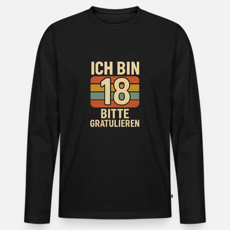 Ich bin 18 bitte gratulieren retro - Männer Premium Bio Langarmshirt - Schwarz