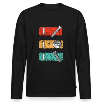 Écrous et boulons - Amateurs de bricolage - T-shirt manches longues Premium bio Homme - noir - Devant - Nico (187cm)