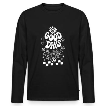 Good Days Ahead Vibe Retro Saying - Men's Premium Organic Long Sleeve Shirt - black - Front - Nico (187cm)