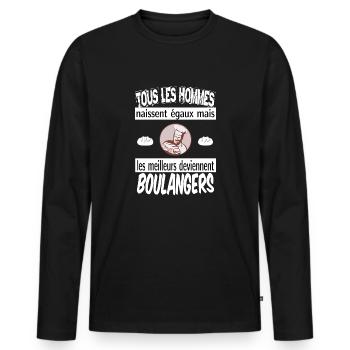 les meilleurs deviennent boulangers - T-shirt manches longues Premium bio Homme - noir - Devant - Nico (187cm)