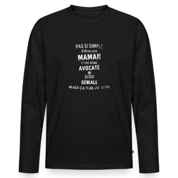 Maman Avocate - T-shirt manches longues Premium bio Homme - noir - Devant - Nico (187cm)